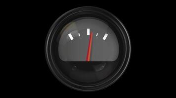 Animated Round Sensor Gauge with Red Needle for Automotive Dashboard on Black Background video