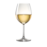 Elegant glass filled with refreshing white wine on transparent background png