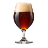 Dark ale with creamy foam in a beer glass against a transparent background png