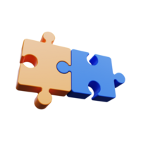 3D puzzle pieces in yellow and blue. Symbol of collaboration or teamwork. png