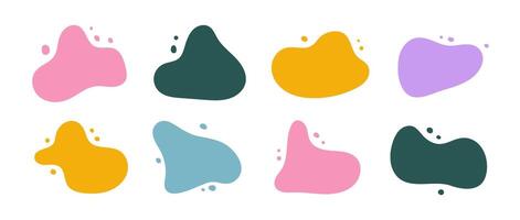 Abstract organic shapes collection. Irregular liquid forms set. Bright amoeba blobs, blotches, drops or stains bundle. Different design elements for label, sticker, banner, tag, collage vector