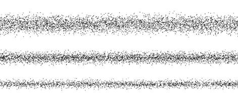 Repeating stippled stroke set. Grain dotted brush lines collection. Grunge sprinkle spray texture pack. Dirty dust sand noise horizontal elements. Splattered dotted stripes and dividers. vector