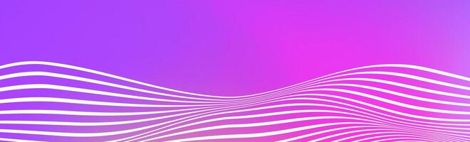 Abstract white wave lines on pink purple gradient background. Wide banner with curve liquid stripes. Wavy border wallpaper for footer, poster, brochure, website, cover, header, flyer vector