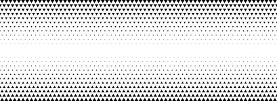 Fading triangle halftone texture gradient. Black and white abstract geometric background. Tech mosaic triangular halfton gradation pattern. Vanishing arrow wallpaper for banner, booklet, poster vector