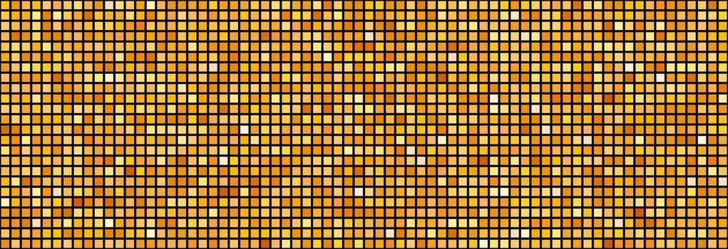 Golden disco party seamless pattern. Yellow square sequin mosaic texture background. Abstract shining gold halftone wallpaper. Pop up comic glitter sparkles backdrop. Retro design template vector