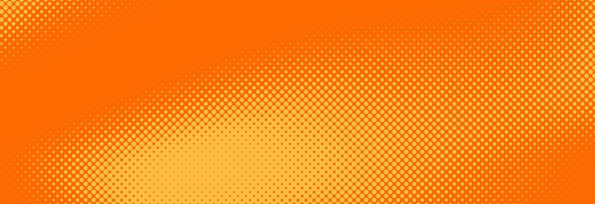Orange halftone pattern. Retro comic gradient background. Bright pixelated dotted textured overlay. Cartoon pop art faded gradient pattern. Backdrop for poster, banner, advertisement