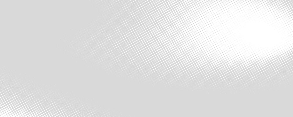 Grey halftone pattern. Retro comic gradient background. Silver pixelated dotted texture overlay. Cartoon pop art fading gradient wallpaper. Backdrop for poster, banner, advertisement, brochure
