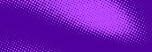 Purple halftone pattern. Retro comic gradient background. Violet pixelated dotted texture overlay. Cartoon pop art faded gradient pattern. Backdrop for poster, banner, booklet, cover vector