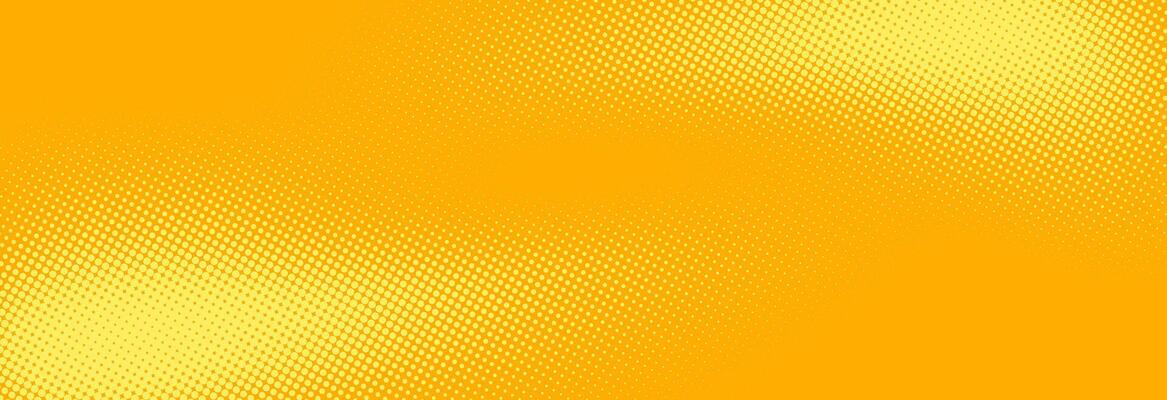 Yellow halftone pattern. Retro comic gradient background. Bright orange pixelated dotted texture overlay. Cartoon pop art faded gradient pattern. Backdrop for poster, banner, advertisement