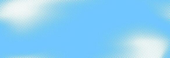 Light blue halftone pattern. Retro comic gradient background. Bright pixelated dotted texture overlay. Cartoon pop art faded gradient pattern. Backdrop for poster, banner, advertisement vector
