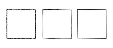 Grunge square frame set. Dotted, stippled and paint brushed black border collection. Chalk or halftone rectangular design elements for banner, poster, leaflet, flyer, brochure, cover. vector