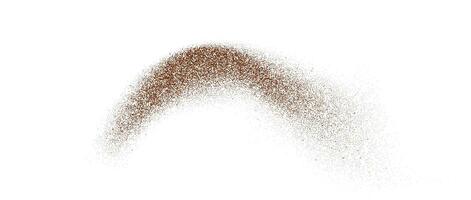 Coffee, cocoa or chocolate powder particles and specks. Brown dust or sand wavy element. Ground beans, grains and granules wave flowing shape. Overlay illustration vector