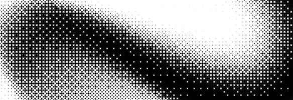 Bitmap grunge gradient texture background. Black and white pixelated dither wave pattern. Abstract glitchy 8 bit game wallpaper. Retro wide rasterized backdrop. Pixel art illustration. vector