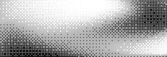 Bitmap pixelated grunge gradient texture. Black and white dither pattern wallpaper. Abstract glitchy pattern. 8 bit game background. Wide raster backdrop. Retro pixel art Illustration vector