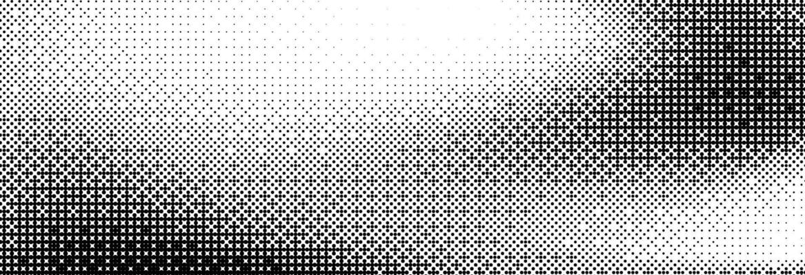 Bitmap pixelated grunge gradient texture. Black and white dither pattern wallpaper. Abstract glitchy pattern. 8 bit game background. Wide raster backdrop. Retro pixel art Illustration
