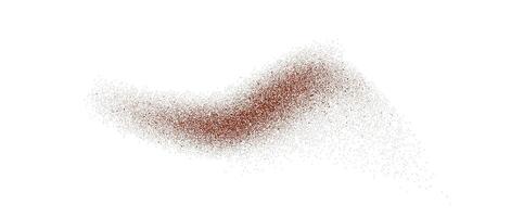 Coffee, cocoa or chocolate powder particles. Brown dust or sand wave element. Ground beans, grains and granules wavy flowing shape. vector