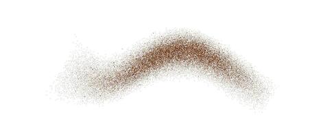 Coffee, cocoa or chocolate powder particles. Brown dust or sand wave element. Ground beans, grains and granules wavy flowing shape. Overlay illustration vector