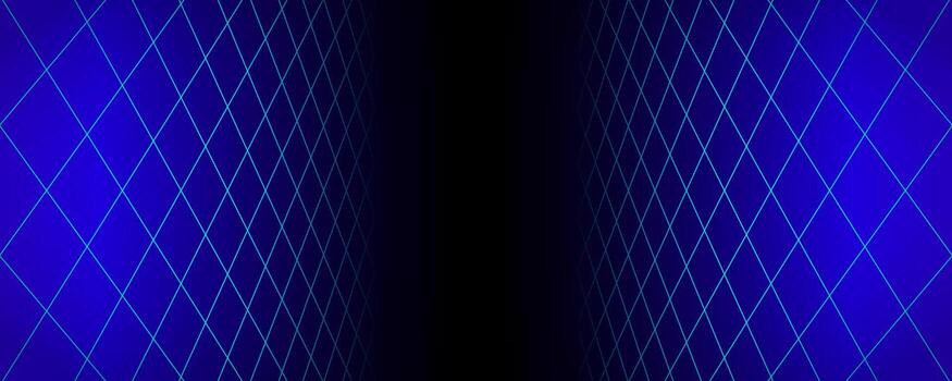 Blue glowing neon wireframe background. Shining vertical grid planes in perspective. Retro futuristic depth wallpaper. Arcade game sci fi diagonal matrix surface backdrop for poster, banner. vector