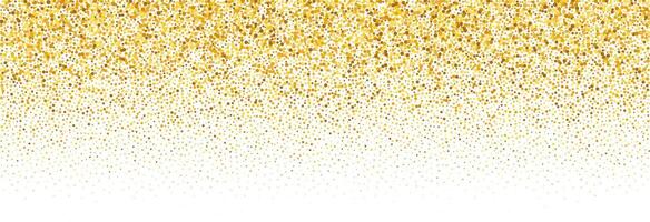 Gold falling confetti background. Repeated golden dotted glitter pattern. Yellow and orange dotted gradient wallpaper. Celebration Christmas, New Year or birthday party backdrop. vector