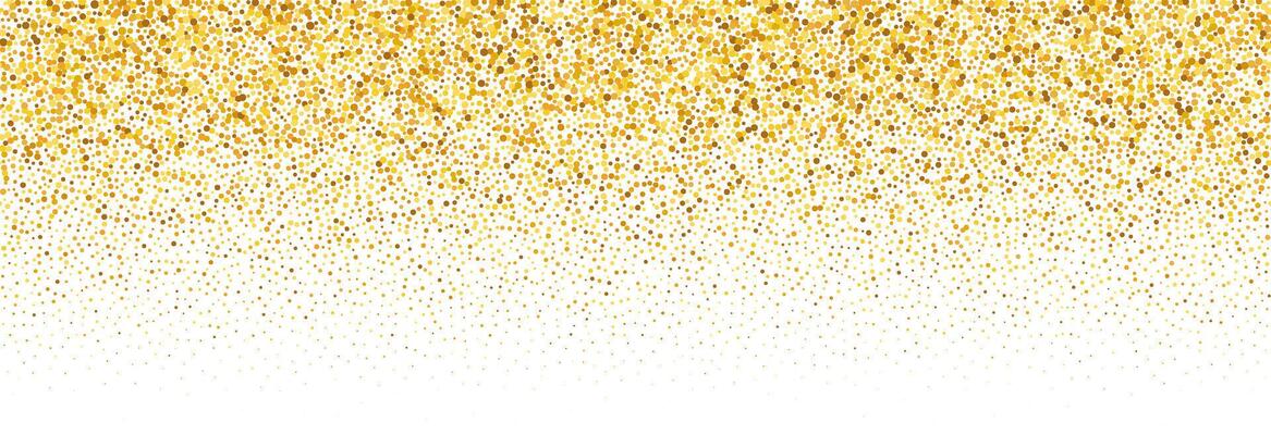 Gold falling confetti background. Repeated golden dotted glitter pattern. Yellow and orange dotted gradient wallpaper. Celebration Christmas, New Year or birthday party backdrop.