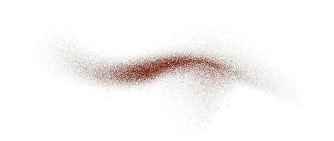 Coffee, cocoa or chocolate powder particles and specks. Brown dust or sand wave element. Ground beans, grains and granules wavy flowing shape. Overlay illustration vector