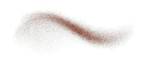 Coffee, cocoa or chocolate powder particles and speckles. Brown dust or sand wavy element. Grounded beans, grains and granules wave flowing shape. Sprayed specks overlay texture vector