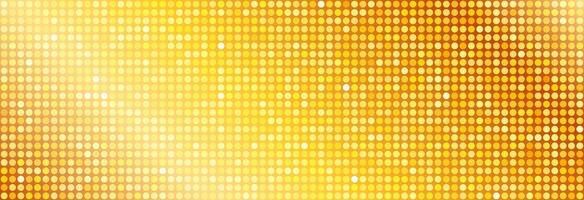 Golden disco party pattern. Yellow round sequin mosaic texture background. Abstract gold shining glitter halftone wallpaper. Sparkling glitter backdrop. Retro design template vector