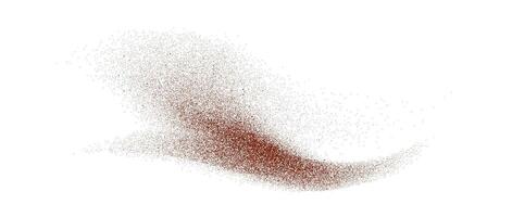 Coffee, cocoa or chocolate powder particles and speckles. Brown dust or sand wavy element. Ground beans, grains and granules wave flowing shape. Sprayed specks overlay illustration vector