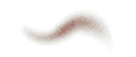 Coffee, cocoa or chocolate powder particles and specks. Brown dust or sand wavy element. Ground beans, grains and granules wave flowing shape. Sprayed overlay illustration vector