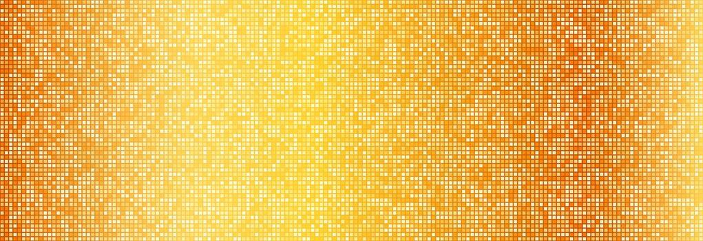 Gold disco party pattern. Yellow square sequin mosaic texture background. Abstract golden shining glitter halftone wallpaper. Pop up comic sparkling glitter backdrop. Retro design template vector