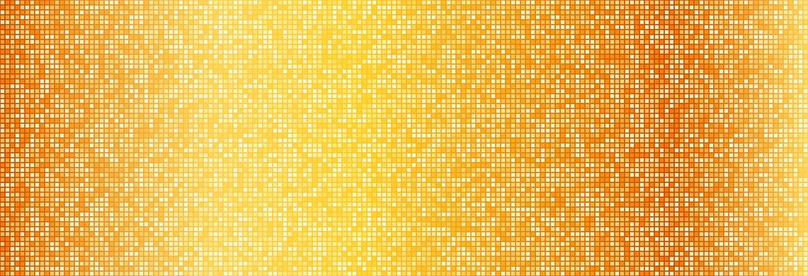 Gold disco party pattern. Yellow square sequin mosaic texture background. Abstract golden shining glitter halftone wallpaper. Pop up comic sparkling glitter backdrop. Retro design template
