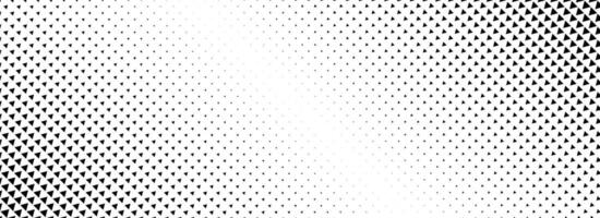 Fading triangle halftone texture gradient pattern. Abstract diagonal geometric background. Tech mosaic triangular halfton gradation. Vanishing corner arrow wallpaper for banner, booklet, poster vector