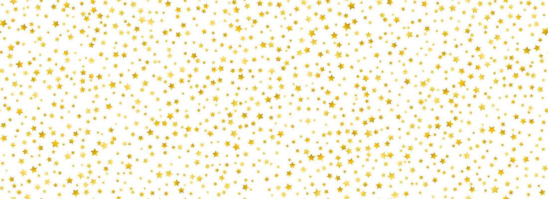 Golden star confetti seamless pattern. Gold glitter sparkle repeated background. Yellow shiny confetti repeat wallpaper. Christmas, New Year, wedding or birthday party celebration backdrop