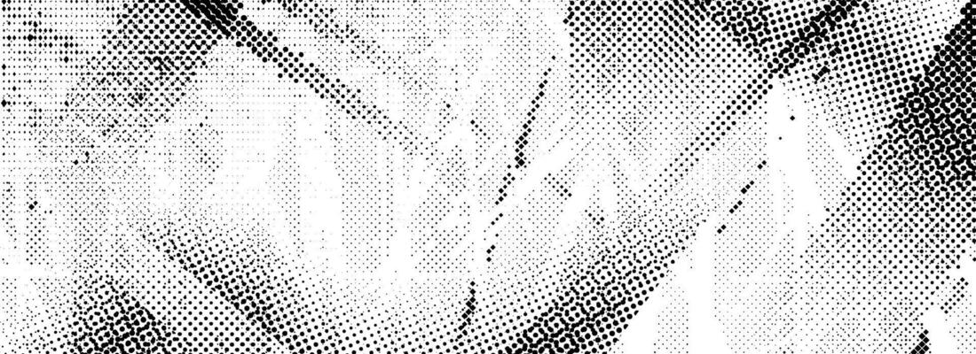 Rough grunge halftone texture. Distressed dirty scratched background. Dotted wallpaper for banner, poster, flyer, magazine, brochure. Scuffed ragged backdrop. Damaged glitched pixel overlay