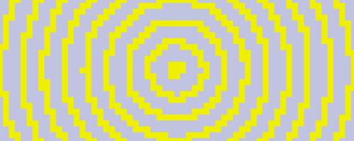 Pixelated concentric circles texture. Yellow and grey dithered radial lines background. Digitalized target for banner, poster, flyer, brochure, booklet. Rasterized aim overlay wallpaper vector