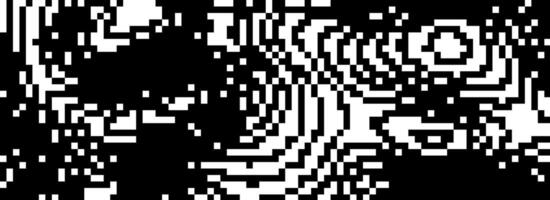 Dithered wavy curved line texture. Black 8 bit pixel glitch background. Rasterized stripe overlay wallpaper. Chaotic digitalize distorted backdrop for banner, poster, flyer, brochure, booklet vector