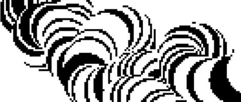 Pixelated undulate wave shape. Black dither wreathed textured background. Dotted fluid curvy form for banner, poster, leaflet, brochure. Abstract rasterized squiggle overlay wallpaper. vector