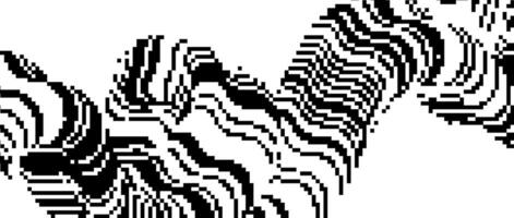 Pixelated undulate wave shape. Black dither flowing textured background. Dotted fluid curvy form for banner, poster, leaflet, brochure. Abstract rasterized squiggle overlay wallpaper. vector