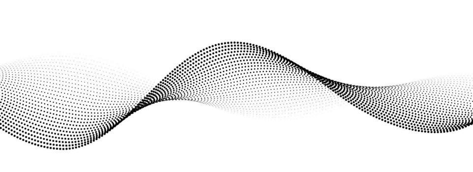 Dotted wave line pattern. Black halftone undulate background. Abstract particle flow wallpaper. Curved dashed gradient net element for poser, banner design, presentation, booklet, flyer vector