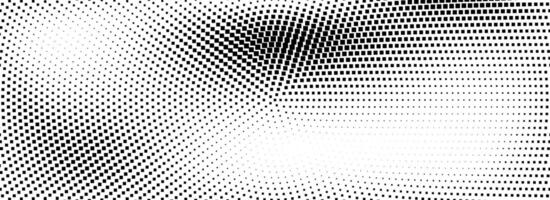 Halftone radial dotted background. Square dots comic gradient texture. Black white rough grit overlay. Concentric dirt gradation wallpaper. Grunge gritty circular pop art cartoon backdrop. vector