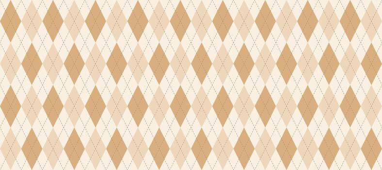Seamless beige argyle pattern. Nude brown rhombus repeating background. Autumn ecru diamond texture form textile design, fabric print, wrapping paper, clothes pattern design. Vecto vector