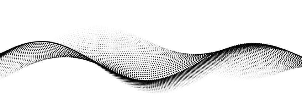 Dotted wave line pattern. Black halftone undulate net background. Abstract stipple particle flow wallpaper. Curved dashed gradient element for poser, banner, presentation, booklet, flyer vector