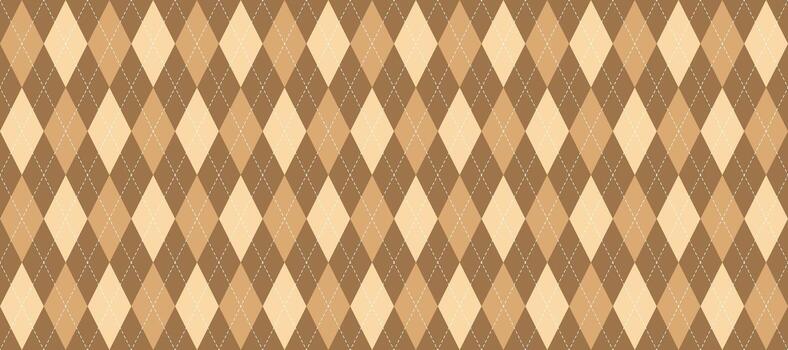 Seamless beige argyle pattern. Light brown rhombus repeating background. Autumn ecru diamond texture form textile design, fabric print, wrapping paper, clothes pattern design. vector