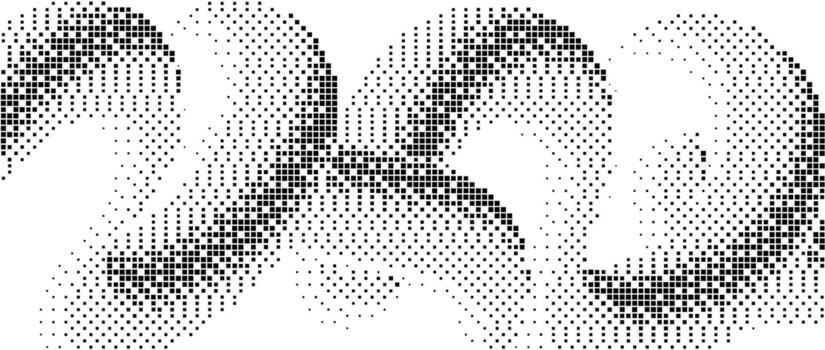 Pixelated gradient undulate shape. Black dither texture background. Dotted fluid curvy form for banner, poster, leaflet. Abstract rasterized squiggle overlay wallpaper. Comic backdrop vector