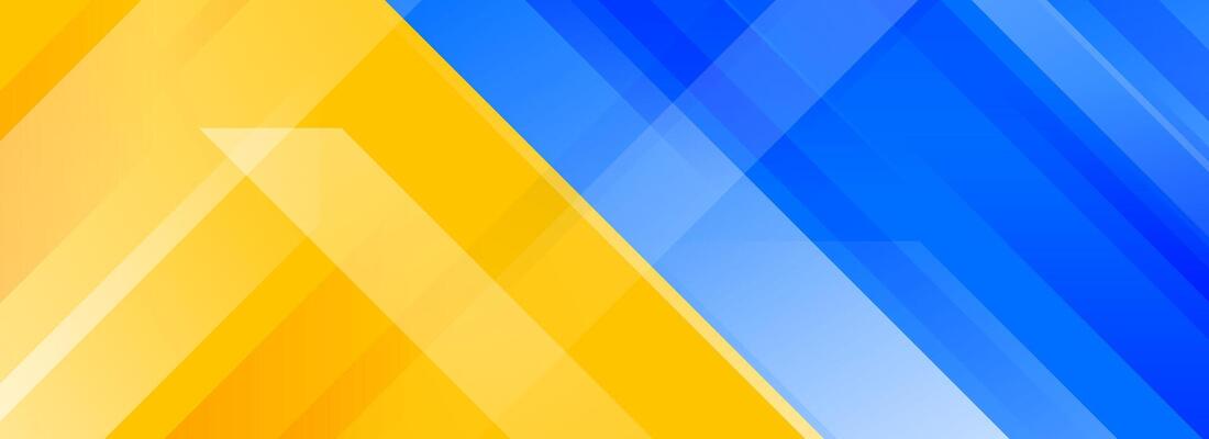 Sport game contest footer design. Wide bright sporty versus banner concept for presentation, footer, header, poster, flyer. Abstract blue and yellow diagonal gradient line background.