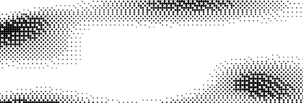 Wavy pixelated bitmap gradient texture. Dither spots background. 8 bit game screen wallpaper. Retro glitchy pixel art illustration. Abstract curve dithering border overlay vector