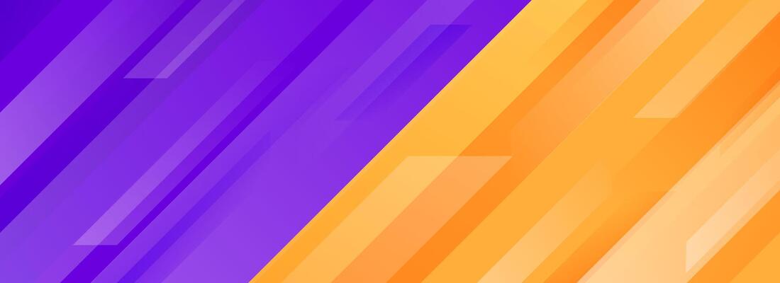 Bright sport game contest footer design. Colorful wide sporty versus banner concept for presentation, footer, header, poster, flyer. Abstract purple orange diagonal gradient line background.