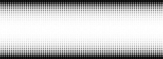 Dotted halftone gradient texture. Fading polka dot background. Repeated dots gradation pattern. Black and white vanishing comic pop art backdrop. Horizontal halftone raster effect wallpaper. vector