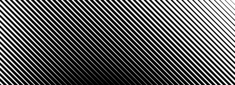 Diagonal thin line halftone gradation texture. Fade oblique stripe gradient background. Black slanted pattern backdrop. Vanishing parallel stripe wallpaper for overlay, print, cover vector