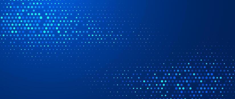 Glowing blue hexagon texture. Abstract hexagonal grid gradient background. Navy honeycomb pattern backdrop. Modern business, science, healthcare, medicine, technology, presentation wallpaper vector